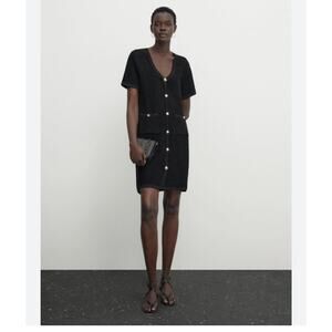 Mossimo Dutti black short sleeve old money clean girl minimalist dress medium